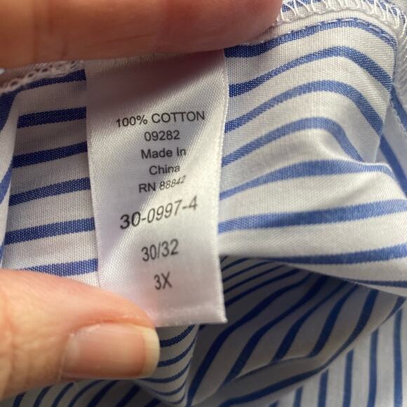 Woman Within NWOT Floral Stripe Button Down Tunic Shirt Women's 3X Cottagecore - Picture 7 of 8